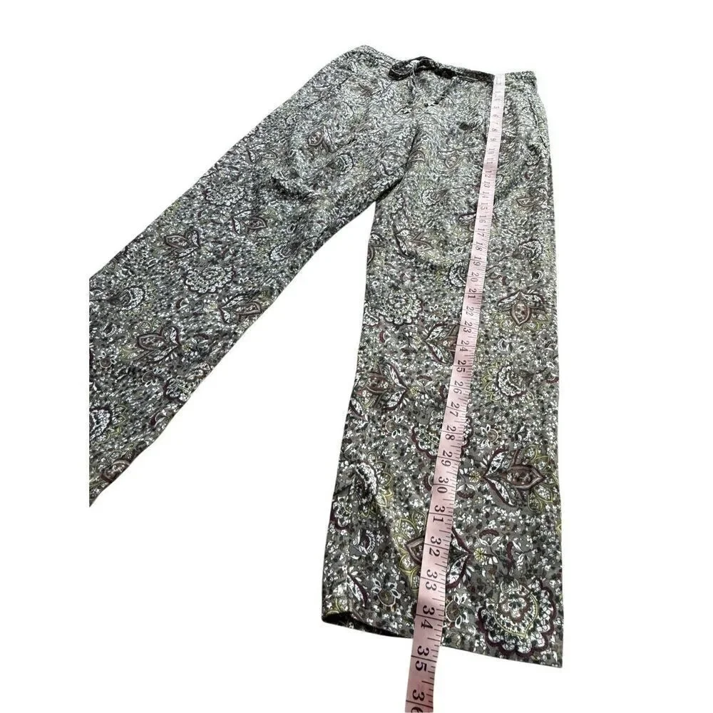 ZARA Floral Print Linen/Cotton Blend Pants Size XS